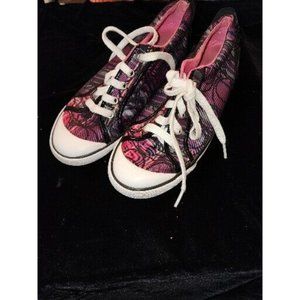 Coach Shoes Womens Size 7.5 Barrett Purple Plaid Signature Red White Pink
